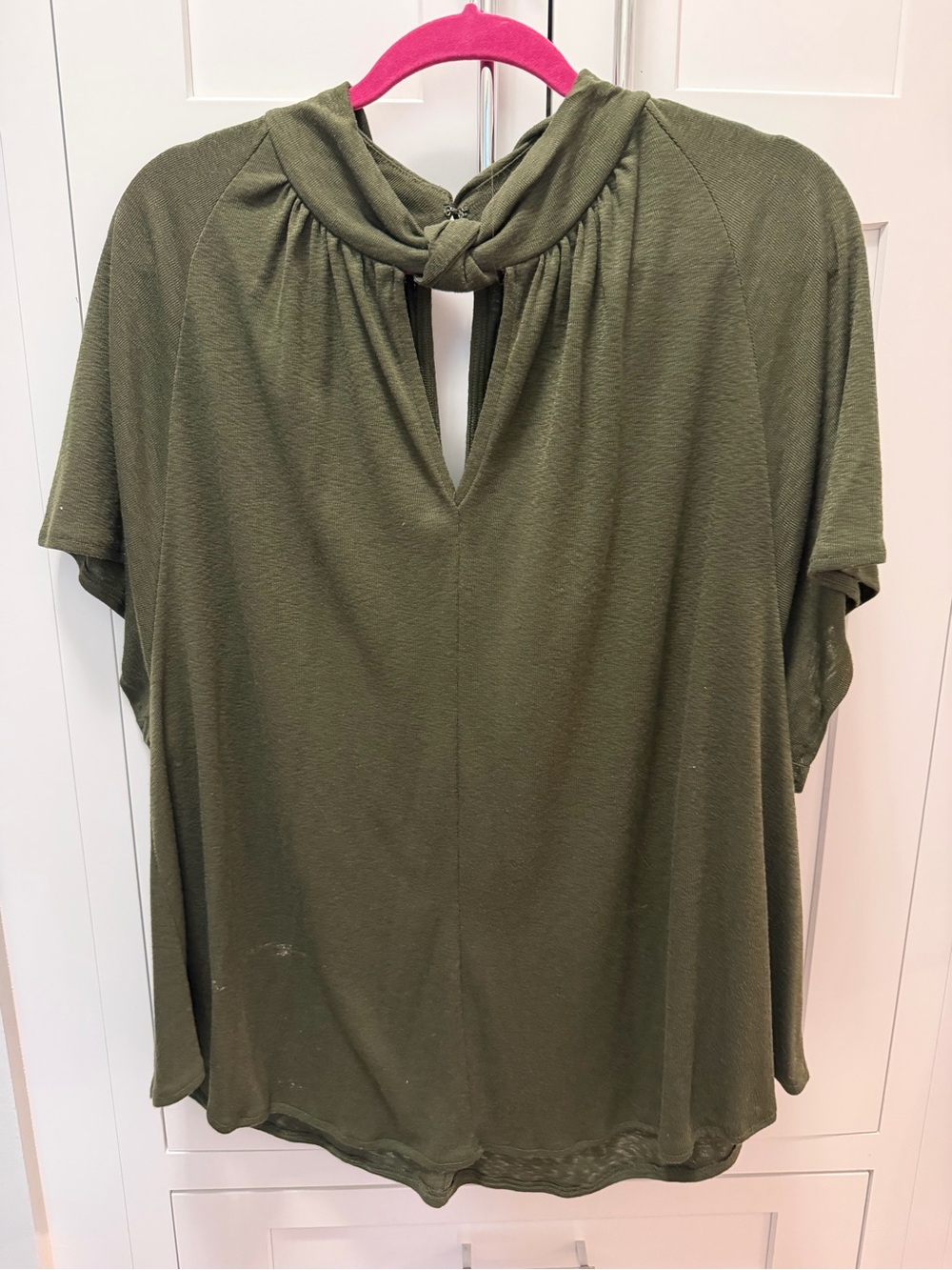 RACHEL Rachel Roy Olive Short-Sleeve Knot Neck Top